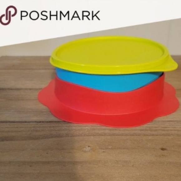Tupperware Children's Kid's Feeding Dish Bowl w/ Suction Cup Base & Seal Primary - Picture 6 of 16